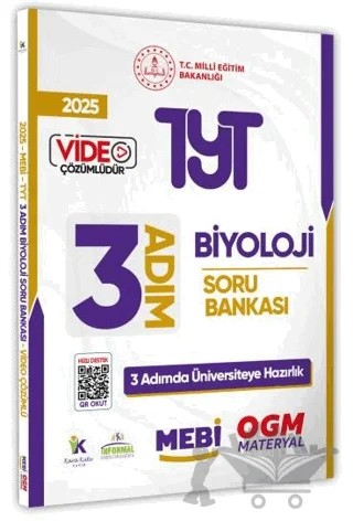 2025 TYT MEBİ-OGM 3 ADIM Biyoloji Soru Bankası Video Çözümlü – Kolektif – Karakutu Yayın kitap kapağı