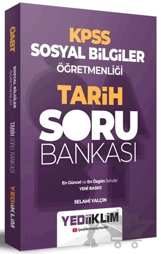 ÖABT Sosyal Bilgiler Öğretmenliği Tarih Tamamı Çözümlü Soru Bankası – Selami Yalçın – Yediiklim Yayınları kitap kapağı