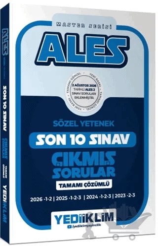 2027 ALES Sözel Yetenek Master Serisi Tamamı Çözümlü Son 10 Sınav Çıkmış Sorular – Kolektif – Yediiklim Yayınları kitap kapağı