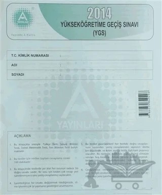 2014 Yüksek Öğretime Geçiş Sınavı (YGS) – Kolektif – A Yayınları kitap kapağı
