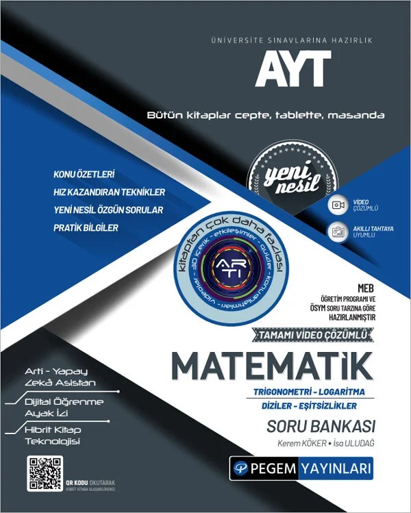AYT Matematik Trigonometri-Logaritma-Diziler-Eşitsizlikler Soru Bankası – Eşitsizlikler Soru Bankası – Pegem Akademi Yayıncılık kitap kapağı
