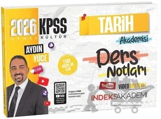 2026 KPSS Tarih Akademisi Video Ders Notları – Aydın Yüce – İndeks Akademi Yayıncılık kitap kapağı