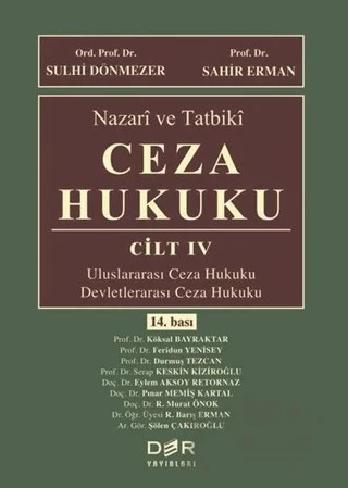 Nazari ve Tatbiki Ceza Hukuku Cilt 4 – Sahir Erman, Sulhi Dönmezer – Der Yayınları kitap kapağı