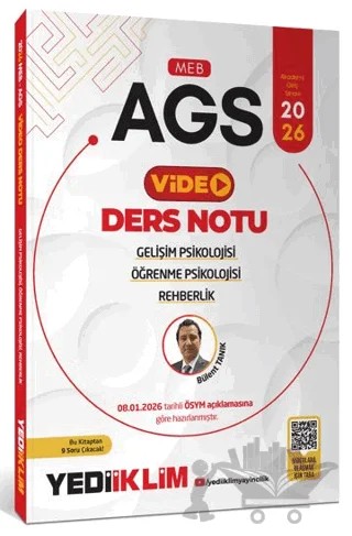 2026 MEB-AGS Gelişim Psikolojisi, Öğrenme Psikolojisi ve Rehberlik Video Anlatımlı Ders Notu – Bülent Tanık – Yediiklim Yayınları kitap kapağı