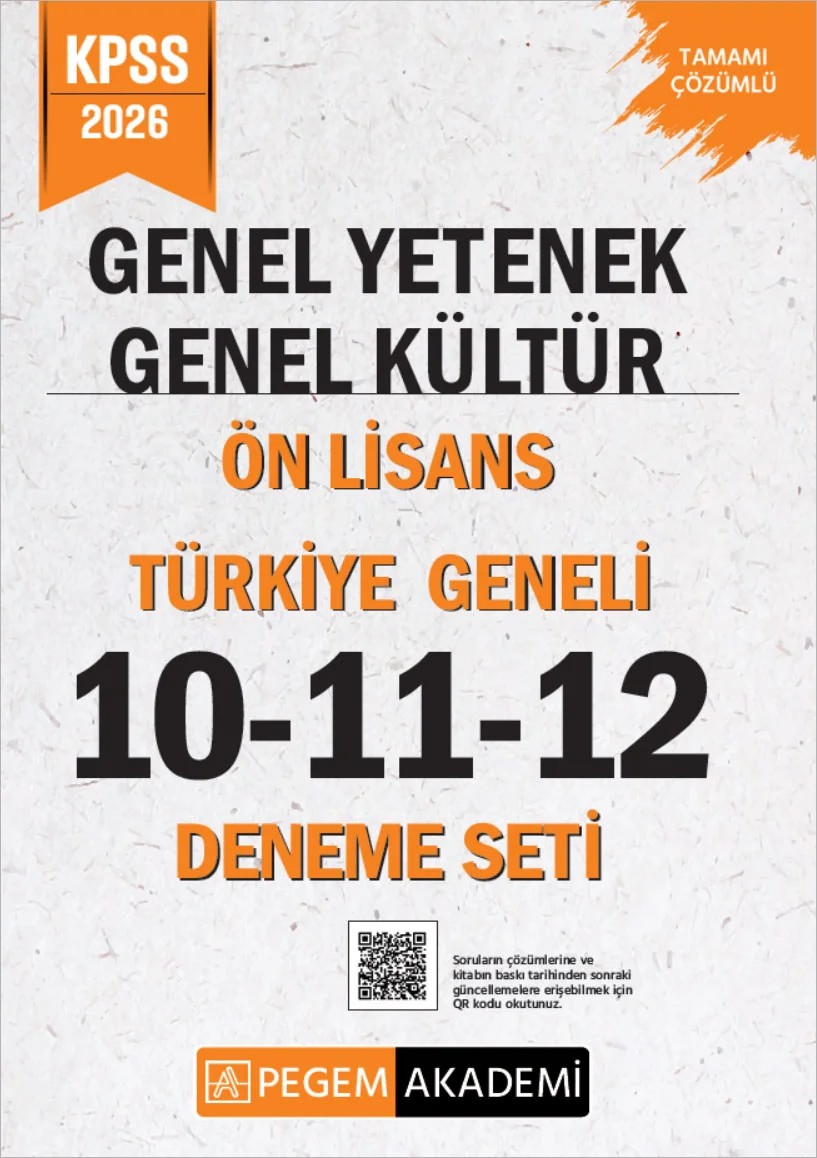2026 KPSS Genel Yetenek Genel Kültür Ön Lisans Tamamı Çözümlü Türkiye Geneli 10-11-12 (3'lü Deneme Seti) – 12 (3'lü Deneme Seti) – Pegem Akademi Yayıncılık kitap kapağı