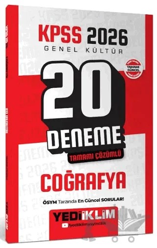 2026 KPSS Genel Kültür Coğrafya Tamamı Çözümlü 20 Deneme – Kolektif – Yediiklim Yayınları kitap kapağı