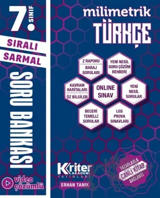 7. Sınıf Milimetrik Türkçe Soru Bankası – Kolektif – Kriter Akademi kitap kapağı