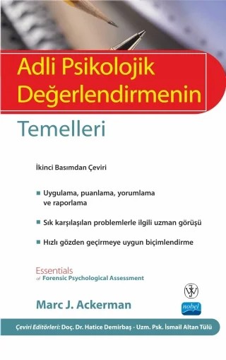 ADLİ PSİKOLOJİK DEĞERLENDİRMENİN TEMELLERİ - Essentials of Forensic Psychological Assessment – Marc J. Ackerman – Nobel Akademik Yayıncılık kitap kapağı