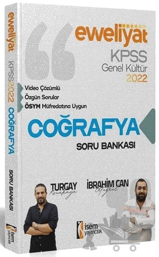 2022 KPSS Evveliyat Lisans Genel Kültür Coğrafya Video Çözümlü Soru Bankası – İbrahim Can Ertuğrul, Turgay Kocakaya – İSEM Yayıncılık kitap kapağı