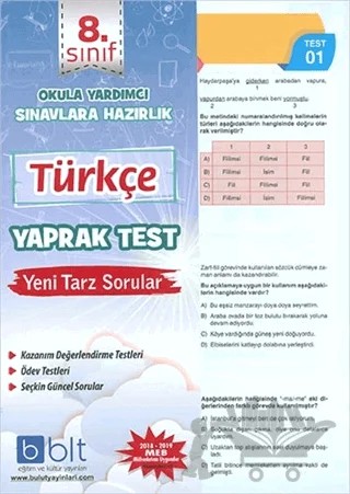 8. Sınıf Türkçe Yaprak Test – Kolektif – Bulut Eğitim ve Kültür Yayınları kitap kapağı
