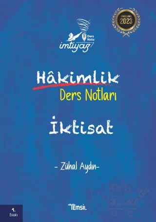 İmtiyaz Hakimlik Ders Notları İktisat – Zühal Aydın – Temsil Kitap kitap kapağı