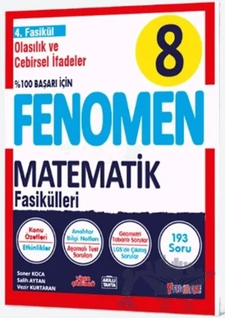 Fenomen 8 Matematik 4. Fasikül (Olasılık ve Cebirsel İfadeler) – Soner Koca, Salih Aytan, Vezir Kurtaran – Fenomen Yayınları kitap kapağı