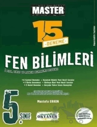 5. Sınıf Fen Bilimleri Master 15 Deneme – Mustafa Erken – Okyanus Yayınları kitap kapağı