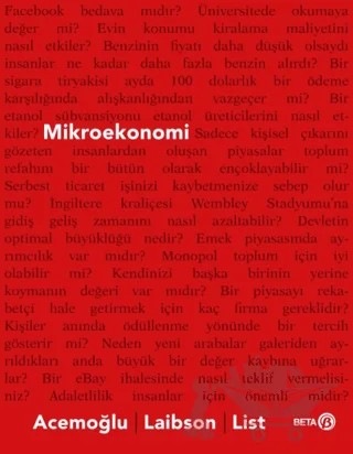 Mikroekonomi – Daron Acemoğlu, David Laibson, John A. List – Beta Yayınevi kitap kapağı
