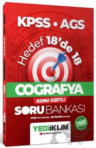 KPSS AGS Coğrafya Hedef 18'de 18 Konu Özetli Soru Bankası – Kolektif – Yediiklim Yayınları kitap kapağı