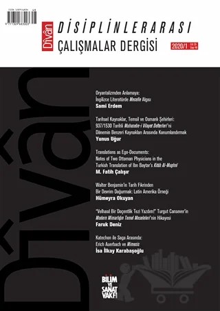 Divan: Disiplinlerarası Çalışmalar Dergisi 2020/1 Cilt: 25 Sayı: 48 – Bilim ve Sanat Vakfı kitap kapağı