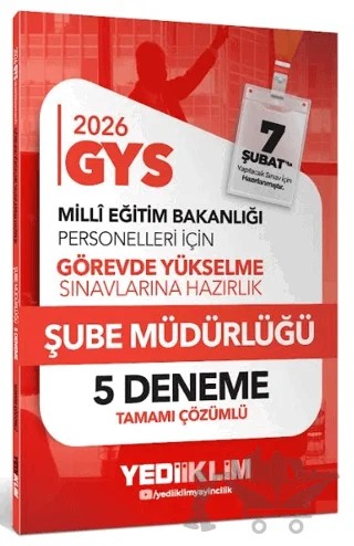 2026 MEB GYS Şube Müdürlüğü Tamamı Çözümlü 5 Deneme – Kolektif – Yediiklim Yayınları kitap kapağı