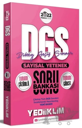 2022 DGS Prestij Sayısal Yetenek Soru Bankası Çözümlü – Kolektif – Yediiklim Yayınları kitap kapağı