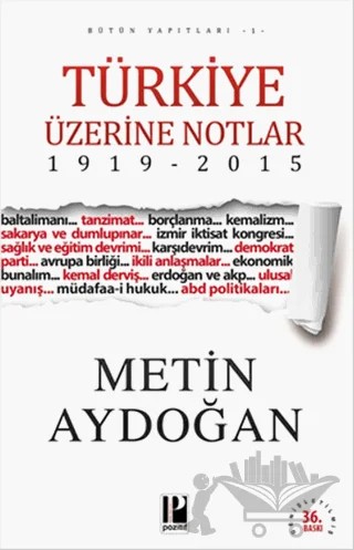 Türkiye Üzerine Notlar – Metin Aydoğan – Pozitif Yayınları kitap kapağı