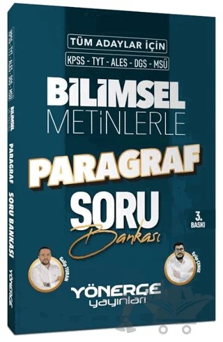 KPSS TYT ALES DGS MSÜ Bilimsel Metinlerle Paragraf Soru Bankası – Kolektif – Yönerge Yayınları kitap kapağı
