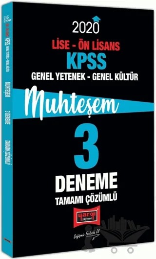 2020 KPSS Lise Ön Lisans Genel Yetenek Genel Kültür Muhteşem Tamamı Çözümlü 3 Deneme – Kolektif – Yargı Yayınevi kitap kapağı