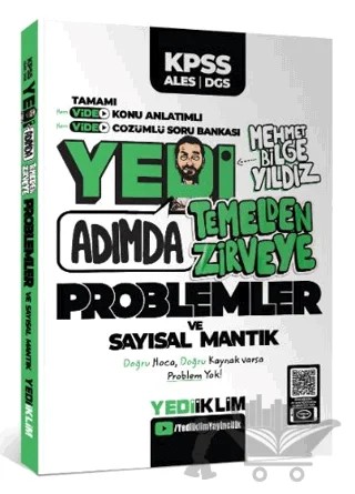 KPSS-ALES-DGS Yedi Adımda Temelden Zirveye Problemler ve Sayısal Mantık Video Konu Anlatımlı Video Çözümlü Soru Bankası – Mehmet Bilge Yıldız – Yediiklim Yayınları kitap kapağı
