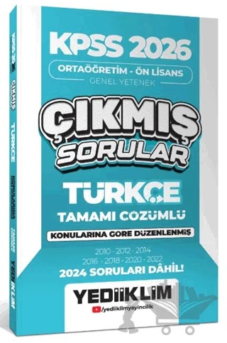 KPSS 2026 Ortaöğretim-Ön Lisans Türkçe Konularına Göre Çıkmış Sorular (2024 Soruları Dahil) – Kollektif – Yediiklim Yayınları kitap kapağı