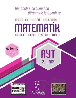 AYT Modüler Piramit Sistemiyle Matematik Konu Anlatımı ve Soru Bankası 2. Kitap – Kolektif – Karekök Yayıncılık kitap kapağı