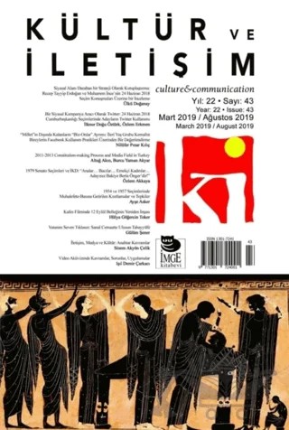 Kültür ve İletişim Sayı: 43 – İmge Kitabevi Yayınları kitap kapağı