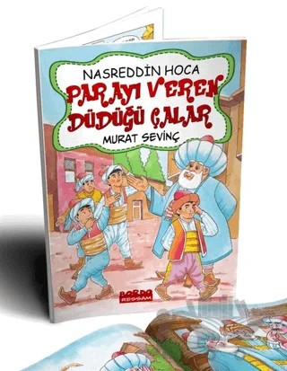 Nasrettin Hoca Parayı Veren Düdüğü Çalar (Renkli Resimli) – Murat Sevinç – Bordo Ressam kitap kapağı