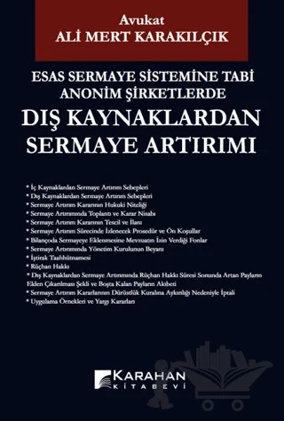 Dış Kaynaklardan Sermaye Artırımı – Ali Mert Karakılçık – Karahan Kitabevi kitap kapağı