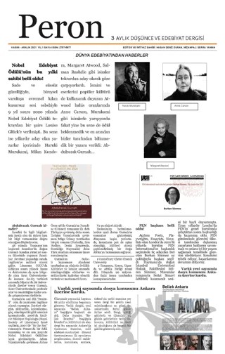 Peron Üç Aylık Düşünce ve Edebiyat Dergisi Sayı: 4 Kasım - Aralık 2021 – Hasan Derin Duran – Gece Dergi kitap kapağı