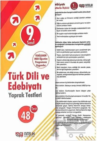 9. Sınıf Türk Dili Ve Edebiyatı Yaprak Testleri – Kolektif – Nitelik Yayınları - Bayilik kitap kapağı