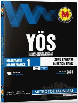 YÖS Matematik - 1 Soru Bankası (Orta Seviye) – Kolektif – Metropol Yayınları kitap kapağı