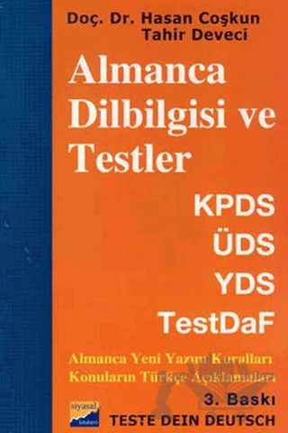 Almanca Dilbilgisi ve Testler KPDS ÜDS YDS TestDaf – Hasan Coşkun, Tahir Deveci – Siyasal Kitabevi - Eğitim kitap kapağı