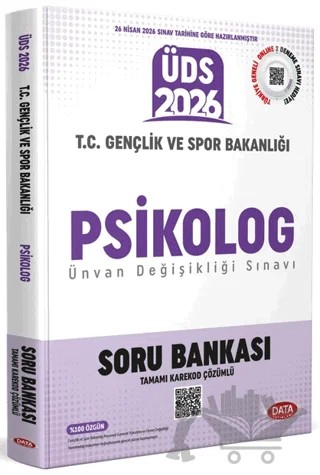 T.C. Gençlik ve Spor Bakanlığı Psikolog ÜDS Soru Bankası - Karekod Çözümlü – Kolektif – Data Yayınları kitap kapağı