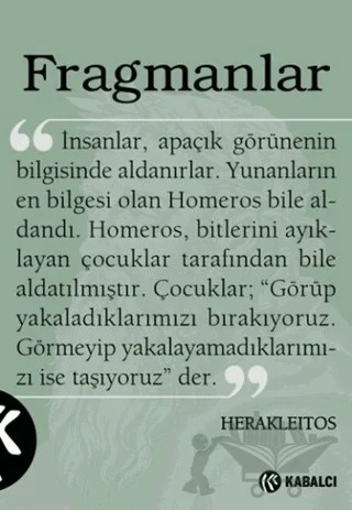 Fragmanlar – Herakleitos – Kabalcı Yayınevi kitap kapağı