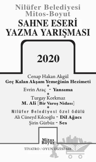 Sahne Eseri Yazma Yarışması 2020 – Ali Cüneyd Kılcıoğlu, Şirin Gürbüz, Cenap Hakan Akgül, Evrin Araç, Turgay Korkmaz – Mitos Boyut Yayınları kitap kapağı