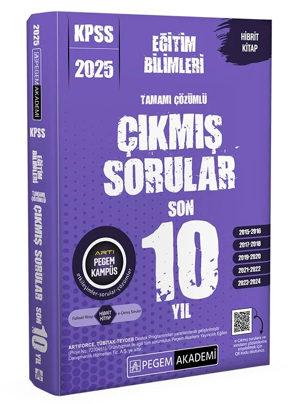 2025 KPSS Eğitim Bilimleri Tamamı Çözümlü Çıkmış Sorular Son 10 Yıl – Değerli Öğretmen Adayları – Pegem Akademi Yayıncılık kitap kapağı