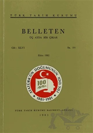 Belleten Sayı: 184 Cilt: 46 – Türk Tarih Kurumu Yayınları kitap kapağı
