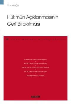 Hükmün Açıklanmasının Geri Bırakılması – Ceza Hukuku Monografileri – – Can Yalçın – Seçkin Yayıncılık kitap kapağı