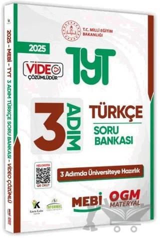 2025 TYT MEBİ-OGM 3 ADIM Türkçe Soru Bankası Video Çözüm – Kolektif – Karakutu Yayın kitap kapağı