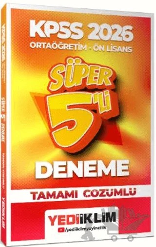 2026 KPSS Ortaöğretim - Önlisans Genel Yetenek Genel Kültür Tamamı Çözümlü Süper 5 Deneme – Kollektif – Yediiklim Yayınları kitap kapağı