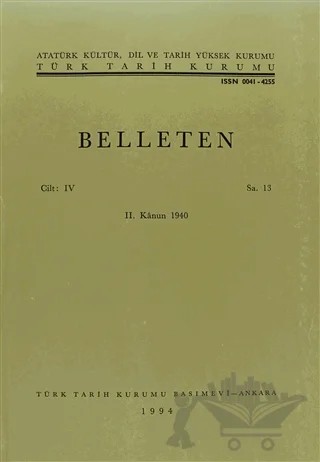 Belleten Sayı: 13 Cilt: 4 – Türk Tarih Kurumu Yayınları kitap kapağı