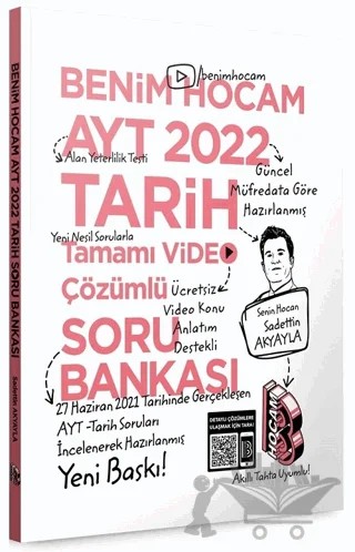 AYT Tarih Tamamı Video Çözümlü Soru Bankası – Sadettin Akyayla – Benim Hocam Yayınları kitap kapağı
