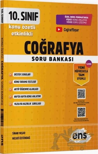 10. Sınıf Coğrafya Etkinlikli Soru Bankası – Necati Üstündağ, Sinan Yaşar – ENS Yayınları kitap kapağı