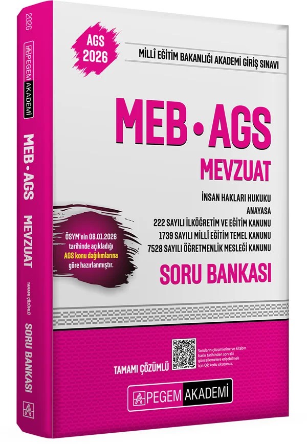 2026 MEB AGS Soru Bankası Tamamı Çözümlü Mevzuat – Değerli Okuyucularımız – Pegem Akademi Yayıncılık kitap kapağı