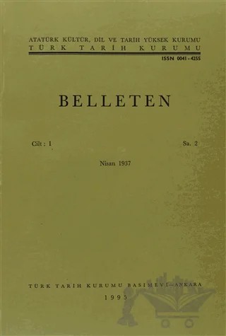 Belleten Sayı: 2 Cilt: 1 – Türk Tarih Kurumu Yayınları kitap kapağı