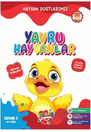 Hayvan Dostlarımız – Yavru Hayvanlar Seviye 3 – Abdullah Karaca – Boyama Zamanı kitap kapağı