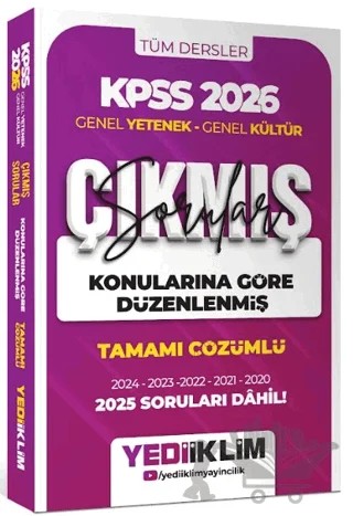 2026 KPSS Genel Yetenek Genel Kültür Konularına Göre Düzenlenmiş Tamamı Çözümlü Çıkmış Sorular – Kolektif – Yediiklim Yayınları kitap kapağı